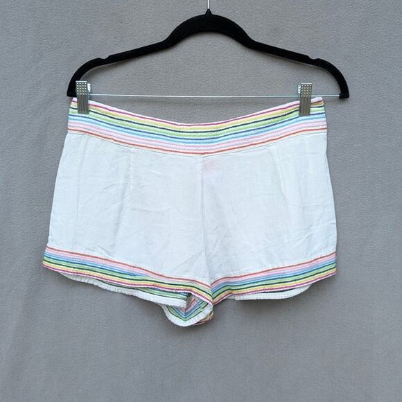 Solid & Striped Lennox White Linen/Cotton Blend Lightweight Mini Shorts, size L - Picture 1 of 7